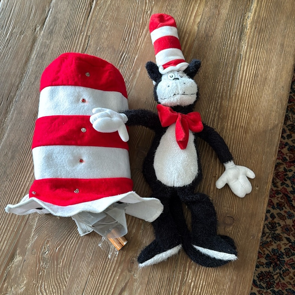 Dr Seuss Hat light up red & white tall “Cat in the Hat” - with plush